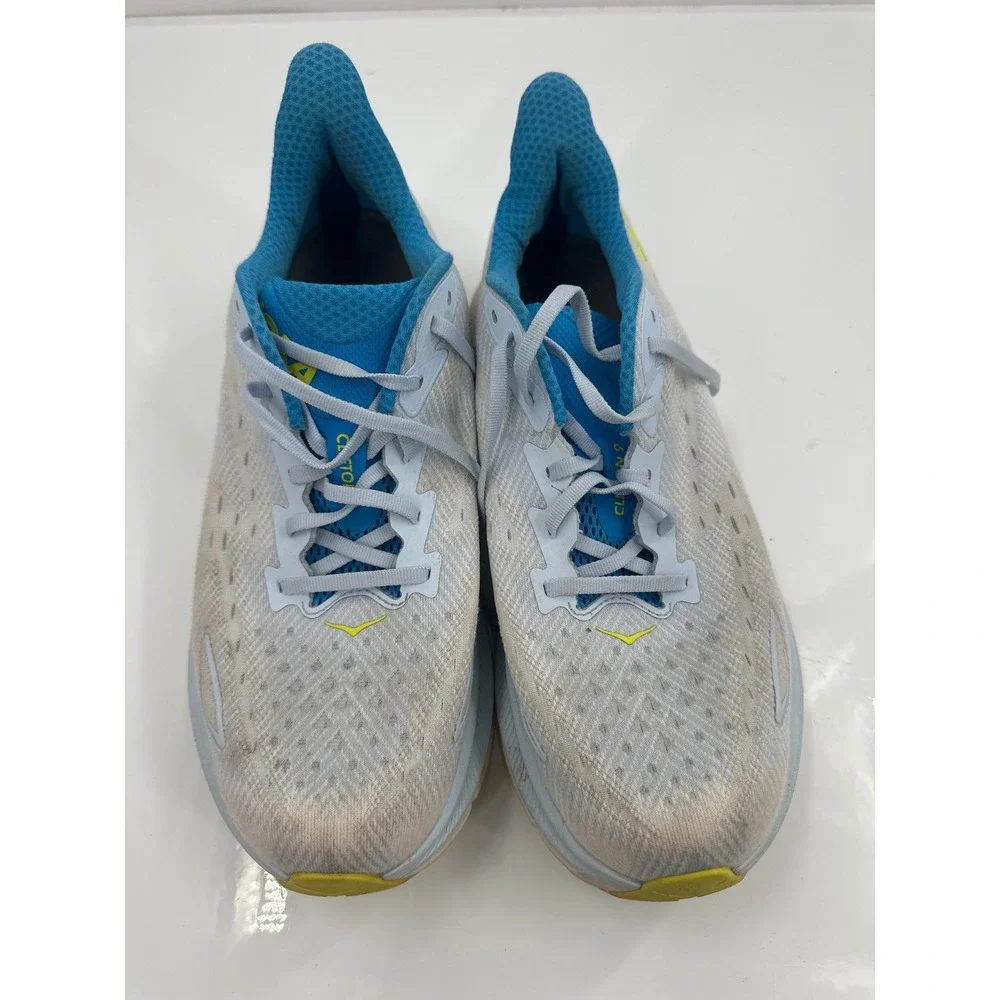 Hoka One One Clifton 9 Wide Mens 11 2E Blue White‎ Running Shoes 1132210 IWEP